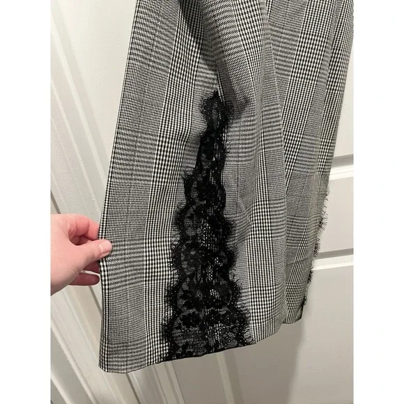 Zara Trafaluc Houndstooth Lace Trim Slip Mini Dress NWT Sz S - Picture 4 of 10